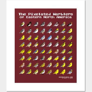 The Pixel Warblers of Eastern North America (White Text) Posters and Art